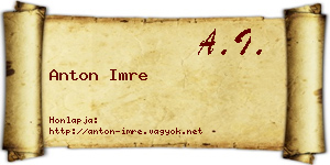 Anton Imre névjegykártya